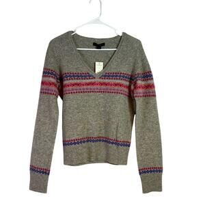 NWT Express Lambs Wool V-neck Grey Sweater Size Large E0090